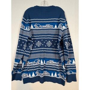 Ford Mens XL Blue Dadcore Gorpcore America Ugly Christmas Sweater Truck Graphic